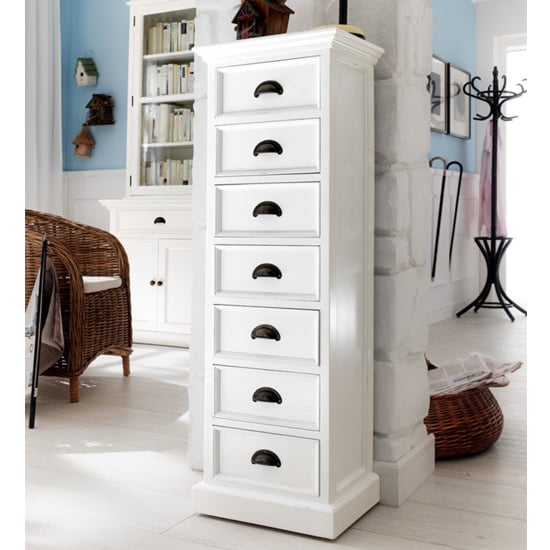 Product photograph of Allthorp Tall Chest Of Drawers In Classic White With 7 Drawers from Furniture in Fashion
