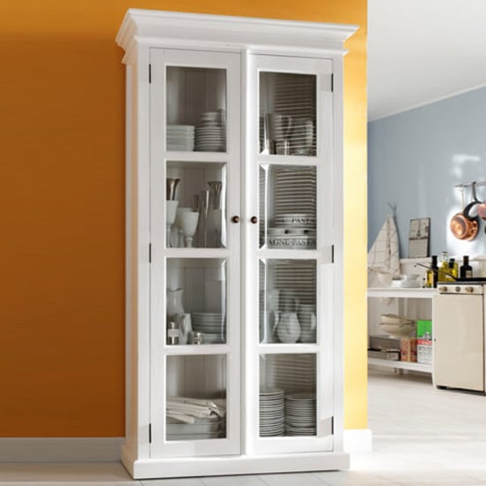 Product photograph of Allthorp Wooden Double Door Display Cabinet In Classic White from Furniture in Fashion