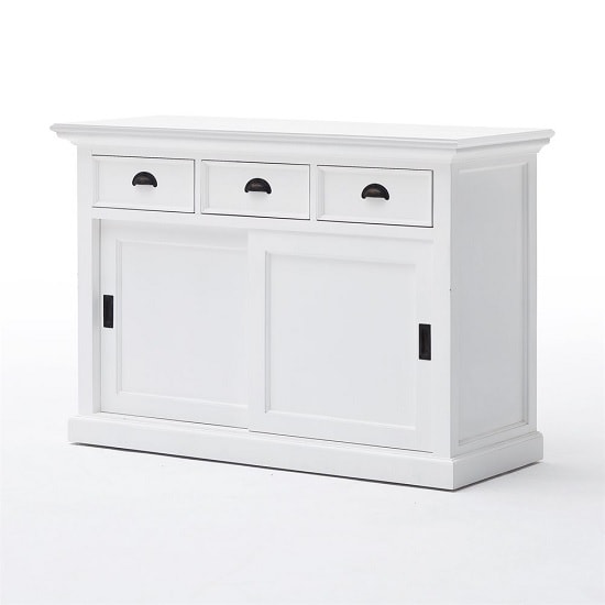 Allthorp Solid Wood Sideboard In White With 2 Sliding Doors