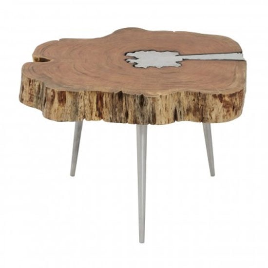 Product photograph of Almory Wooden Coffee Table In Natural And Silver from Furniture in Fashion