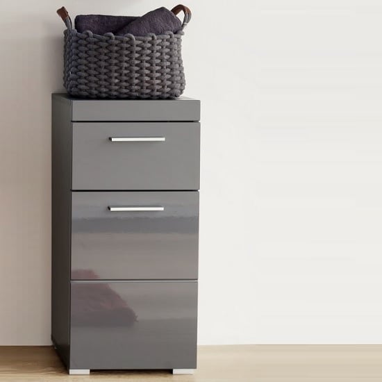 Product photograph of Amanda Bathroom Storage Cabinet In Grey And High Gloss Fronts from Furniture in Fashion