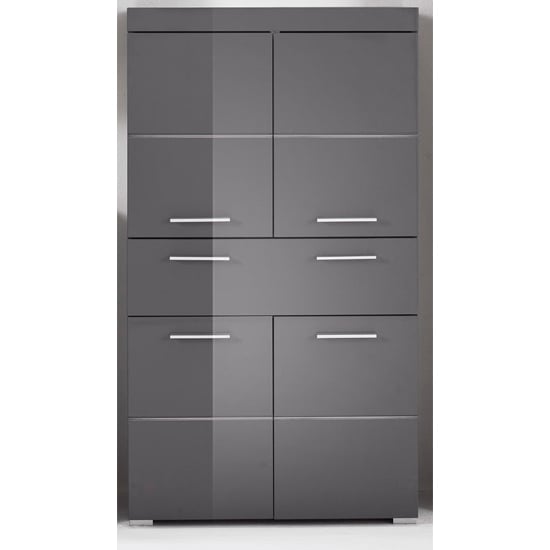 Product photograph of Amanda Floor Storage Cabinet In Grey Gloss With 4 Doors from Furniture in Fashion