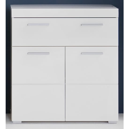Product photograph of Amanda Floor Storage Cabinet In White Gloss With 2 Doors from Furniture in Fashion