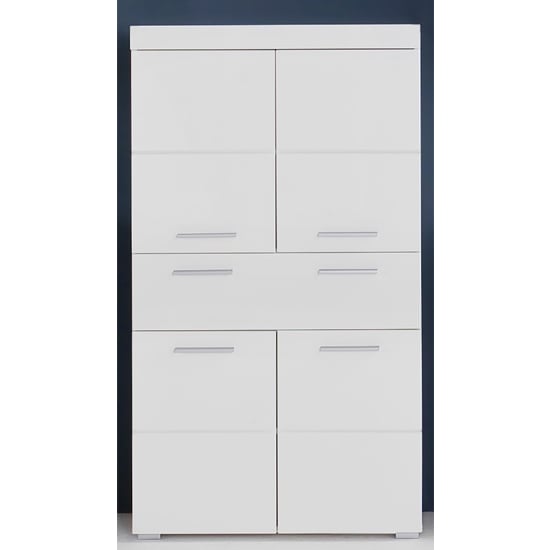 Product photograph of Amanda Floor Storage Cabinet In White Gloss With 4 Doors from Furniture in Fashion