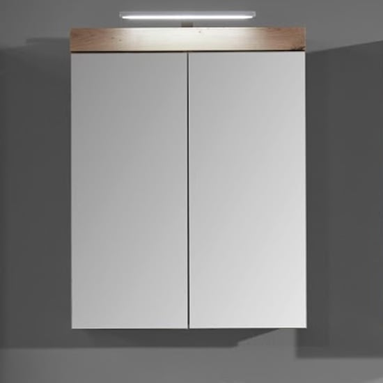 Product photograph of Amanda Led Mirrored Bathroom Cabinet In Knotty Oak from Furniture in Fashion