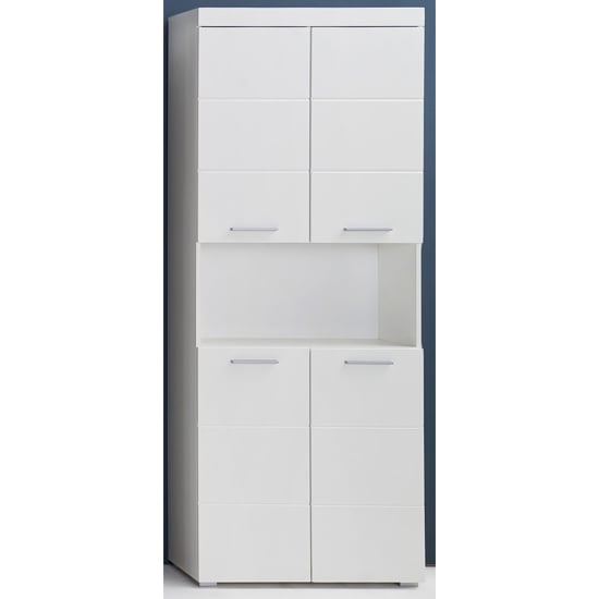 Product photograph of Amanda Tall Storage Cabinet In White Gloss With 4 Doors from Furniture in Fashion