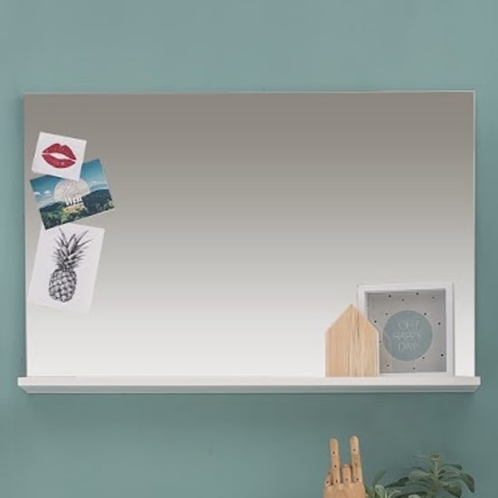 Product photograph of Amanda Wall Mirror With Shelf In White High Gloss from Furniture in Fashion