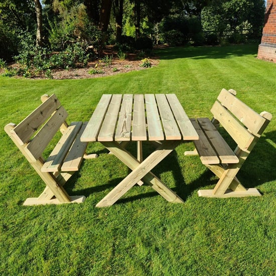 Product photograph of Amersham Wooden 4 Seater Dining Set With Benches from Furniture in Fashion