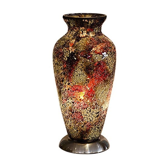 Product photograph of Apollo Mosaic Glass Vase Table Lamp In Amber from Furniture in Fashion