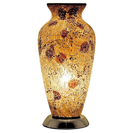 Product photograph of Apollo Mosaic Glass Vase Table Lamp In Autumn Gold from Furniture in Fashion