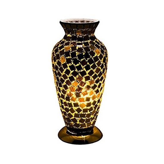 Product photograph of Apollo Mosaic Glass Vase Table Lamp In Black Tile from Furniture in Fashion
