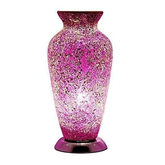 Product photograph of Apollo Mosaic Glass Vase Table Lamp In Pink Rose from Furniture in Fashion