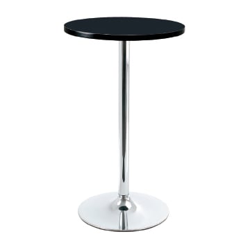 Ares Wooden Bar Table Round In Black With Chrome Base
