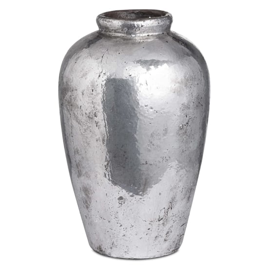 Product photograph of Axon Tall Metallic Ceramic Vase In Silver from Furniture in Fashion