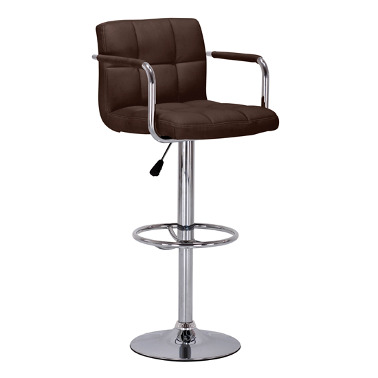 Brown Leather Effect Bar Stool, Furniture In Fashion Brown Leather Effect Bar Stool
