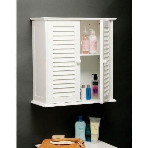 CURVED VALANCE BATHROOM STORAGE CABINET IN WHITE FINISH BY