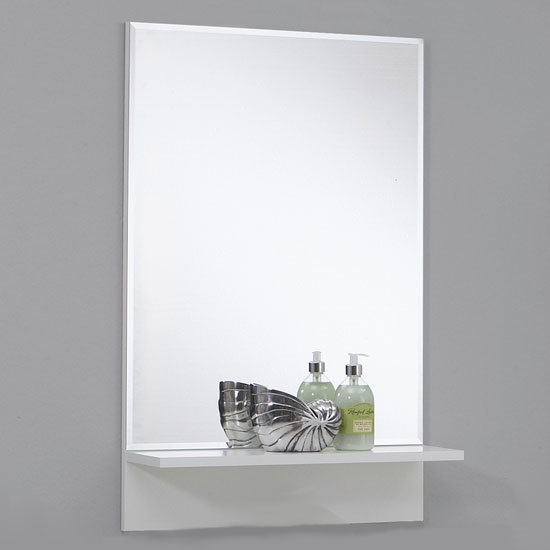 Granada4 White Decorative/Bathroom Mirror with Shelf