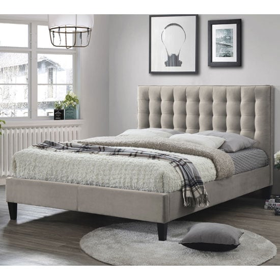 Product photograph of Becky Fabric Double Bed In Champagne from Furniture in Fashion