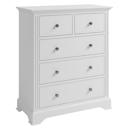Product photograph of Belton Wooden Chest Of 5 Drawers In White from Furniture in Fashion