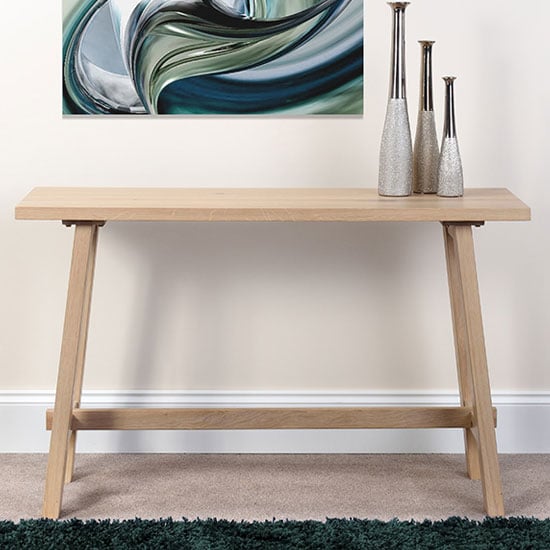 Product photograph of Bergen Wooden Rectangle Console Table In Light Oak from Furniture in Fashion
