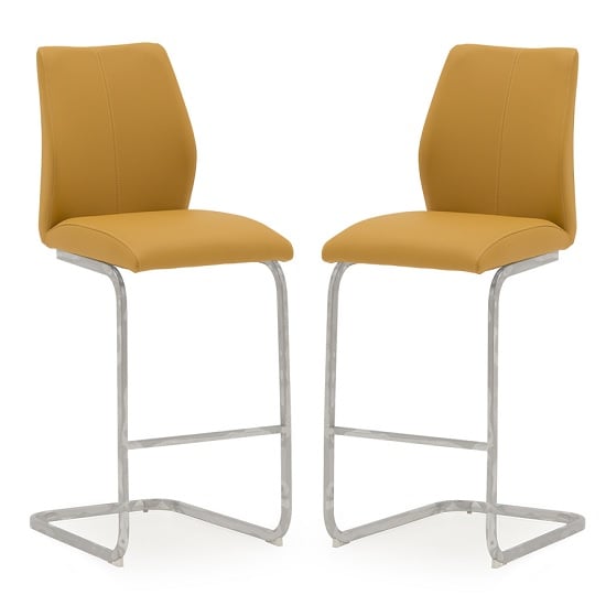 Product photograph of Samara Bar Chair In Orange Pu And Chrome Legs In A Pair from Furniture in Fashion