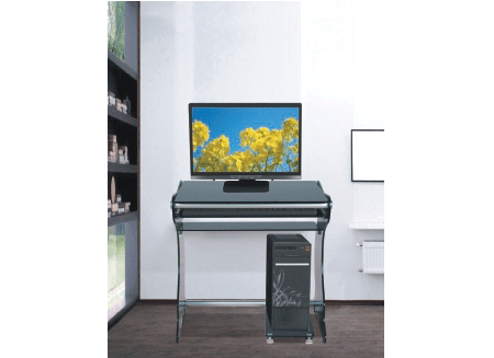 Black Glass and Aluminium Computer Desk, A103