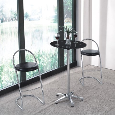 Black glass stylish bar table (stools for illustration purpose only)