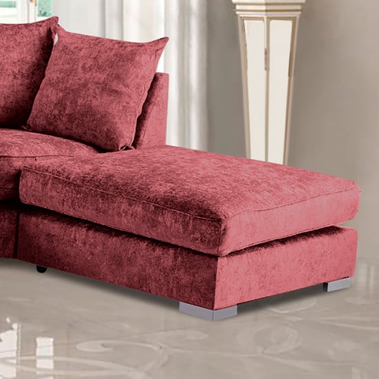 Product photograph of Boise Chenille Fabric Footstool In Ruby from Furniture in Fashion