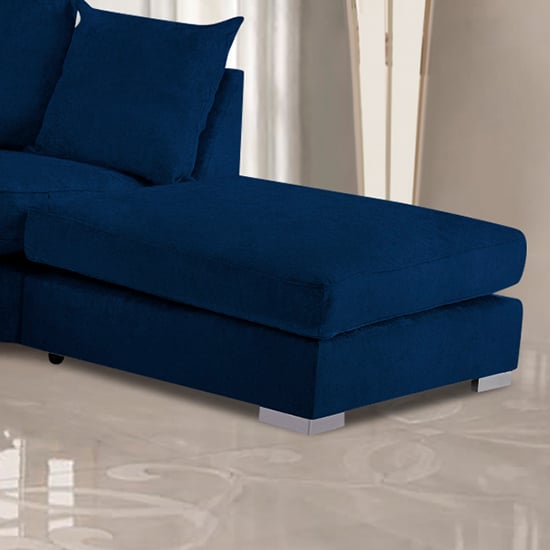 Product photograph of Boise Malta Plush Velour Fabric Footstool In Navy from Furniture in Fashion