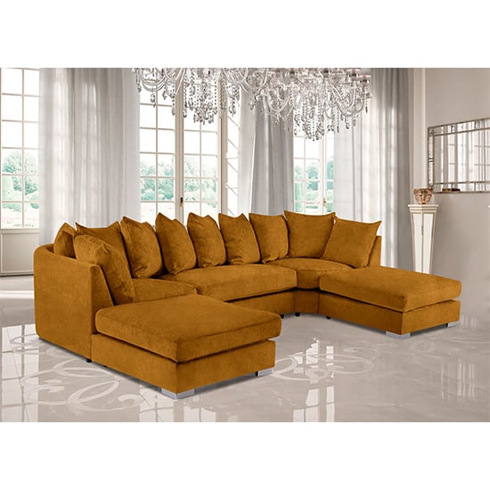 Product photograph of Boise U-shape Plush Velour Fabric Corner Sofa In Gold from Furniture in Fashion