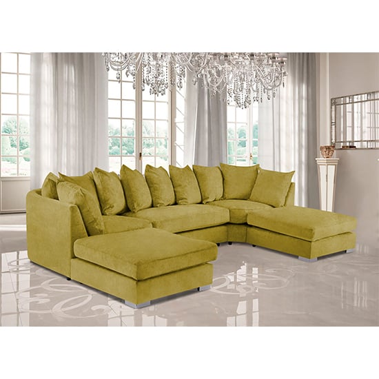 Product photograph of Boise U-shape Plush Velour Fabric Corner Sofa In Grass from Furniture in Fashion