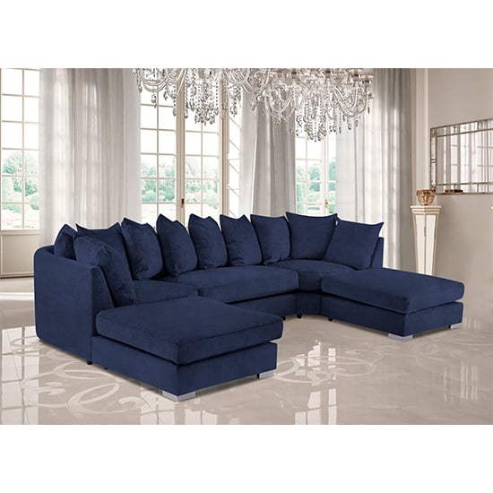 Product photograph of Boise U-shape Plush Velour Fabric Corner Sofa In Slate from Furniture in Fashion