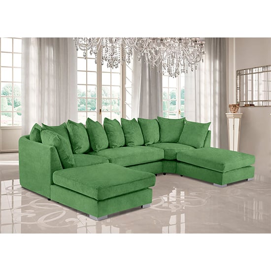 Product photograph of Boise U-shape Plush Velvet Corner Sofa In Olive from Furniture in Fashion