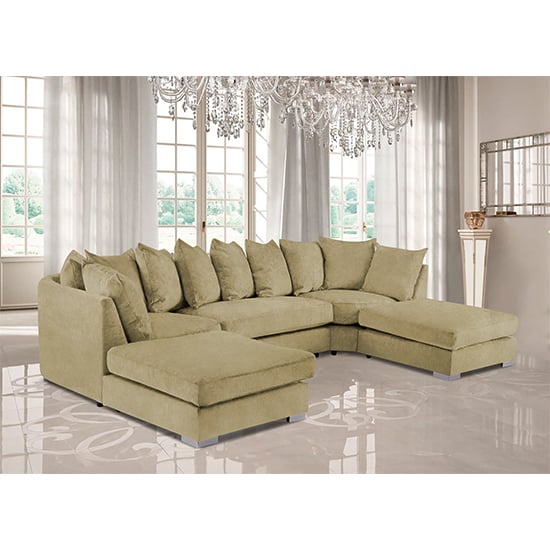 Product photograph of Boise U-shape Plush Velvet Corner Sofa In Saffron from Furniture in Fashion