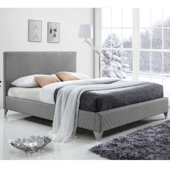 Product photograph of Brooklyn Fabric Upholstered Double Bed In Grey from Furniture in Fashion