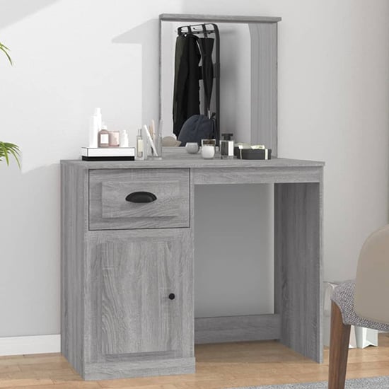 Carpi Wooden Dressing Table With Mirror In Grey Sonoma Oak