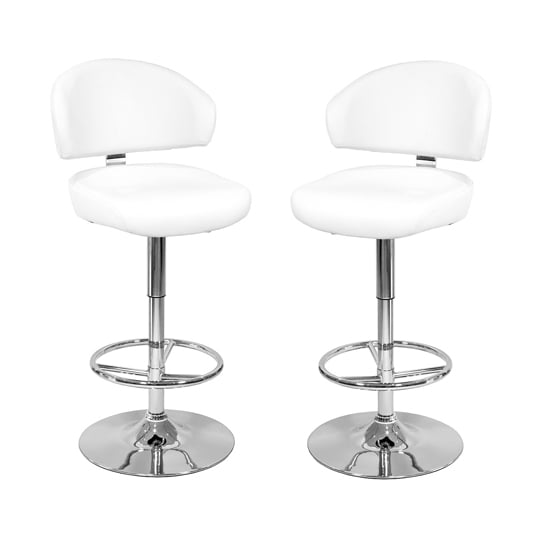Casino White Leather Bar Stool In Pair