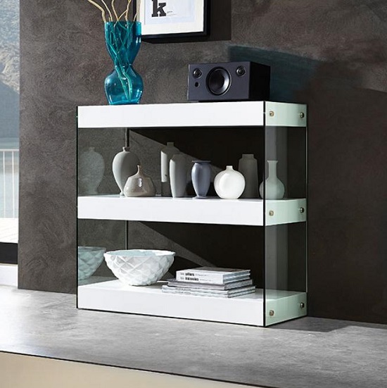 Caspa Bookshelf 1 Shelf In Matt White And Gl 20636 Caspa Bookshelf 1 Shelf In Matt White And Gl