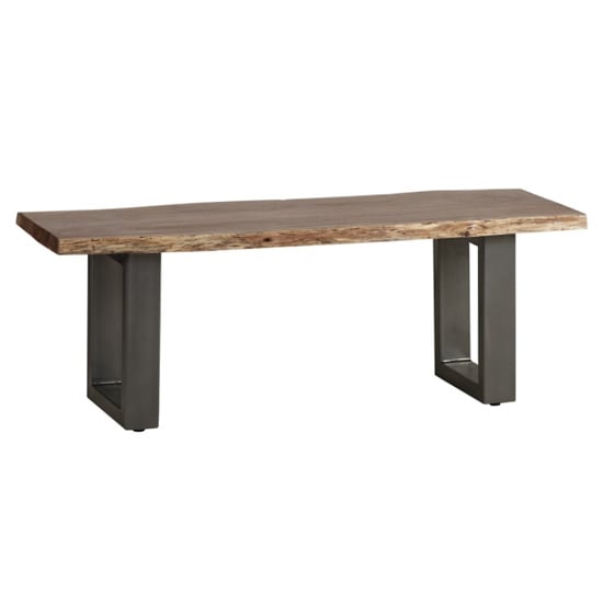 Product photograph of Catila Live Edge Medium Wooden Dining Bench In Oak from Furniture in Fashion