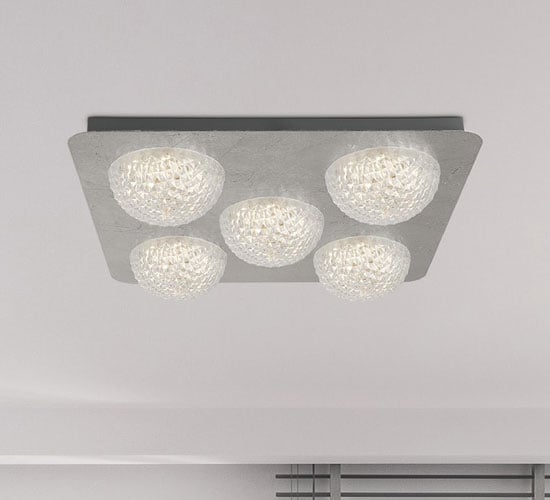 Product photograph of Celestia 5 Led Ceiling Light In Silver Leaf With Clear Acrylic from Furniture in Fashion