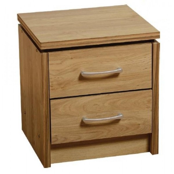 Carlo 2 Drawer Bedside Chest in Oak Vaneer
