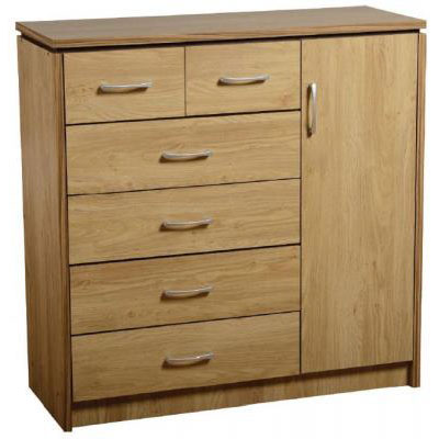Carlo 1 Door + 6 Drawer Chest in Oak Vaneer
