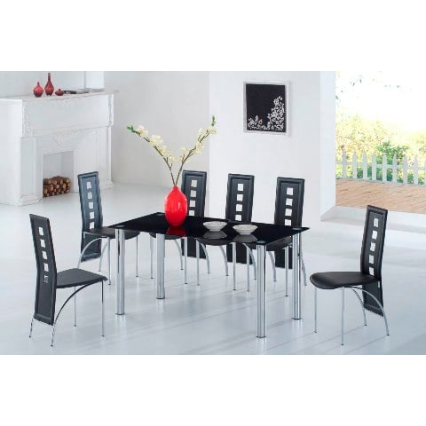 Cheap Furniture on Black Ice Vo1 Dining Set   6 D231 Chairs Fu