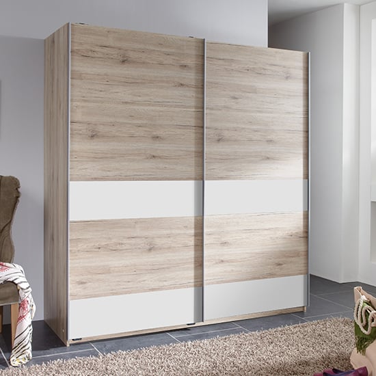 Product photograph of Chess Sliding Door Wooden Wardrobe In San Remo Oak Effect from Furniture in Fashion