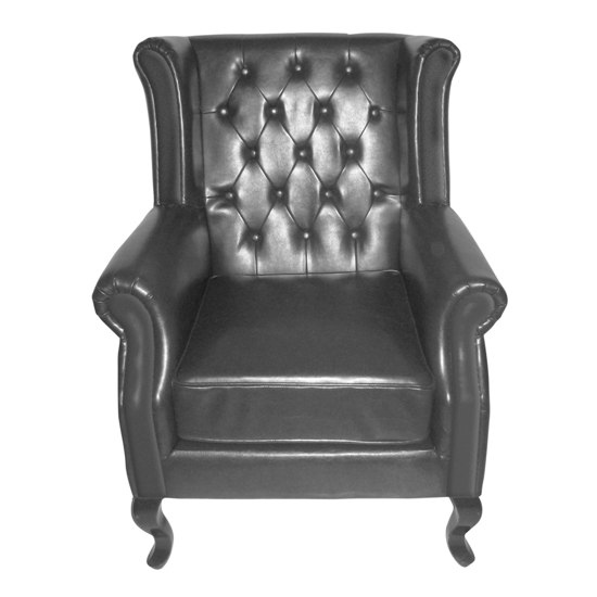 Genuine Leather Black Chesterfield Wing Chair, 2401972