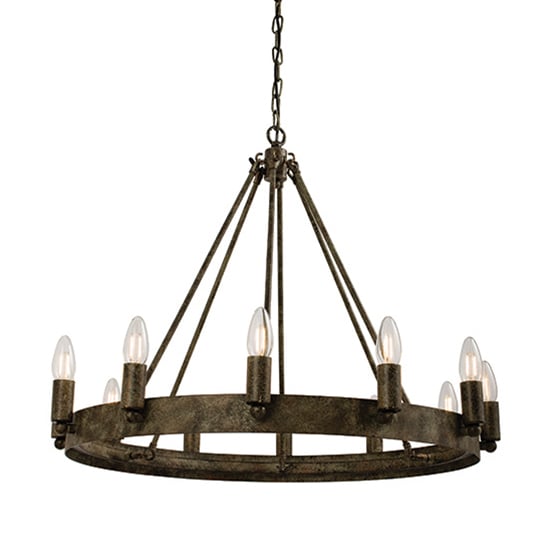 Product photograph of Chevalier 12 Lights Ceiling Pendant Light In Aged Metal Paint from Furniture in Fashion