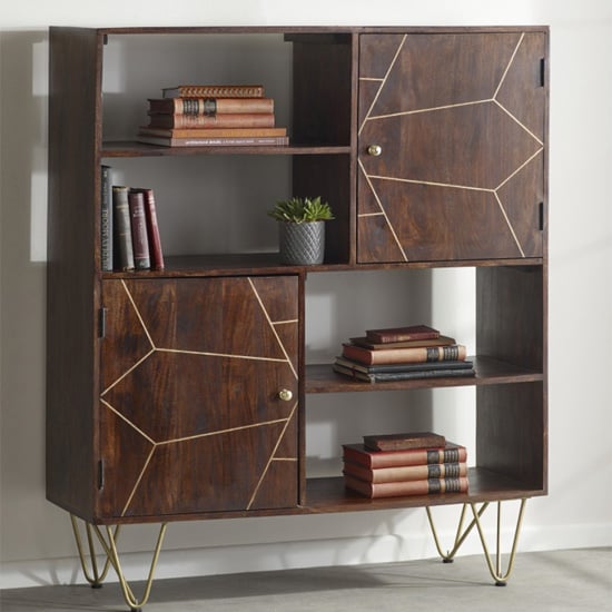 Product photograph of Chort Wooden Display Cabinet In Dark Walnut With 2 Doors from Furniture in Fashion