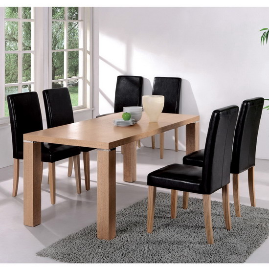 Chunky Oak Dining Set with 6 B08 Black/Oak legs Dining Chairs