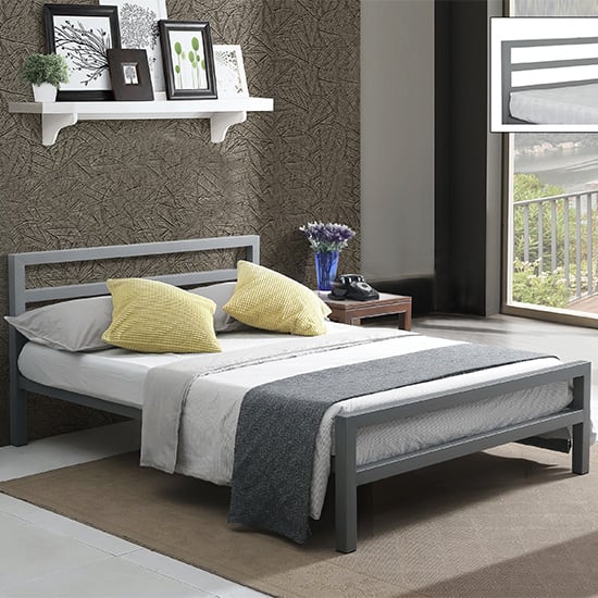 Product photograph of City Block Metal Vintage Style King Size Bed In Grey from Furniture in Fashion