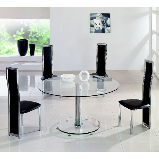 Maxi Round Clear Glass Dining Table + 6 D219/G650 Chairs